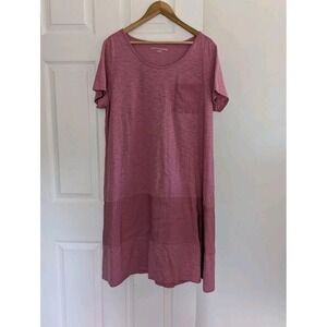 Soft Surroundings Pink Mixed Media Slub Knit Burn Out T-shirt‎ Dress Women's XL